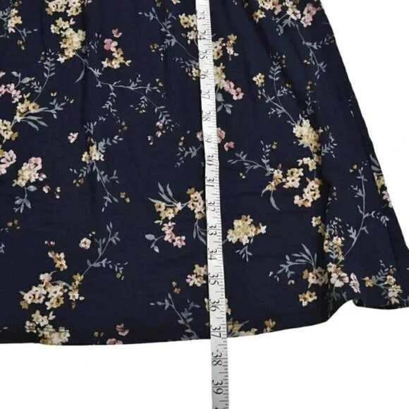 NWT Reitman's Elastic Waist Printed Dress With Crochet Inserts Navy Blue Large - Picture 13 of 13